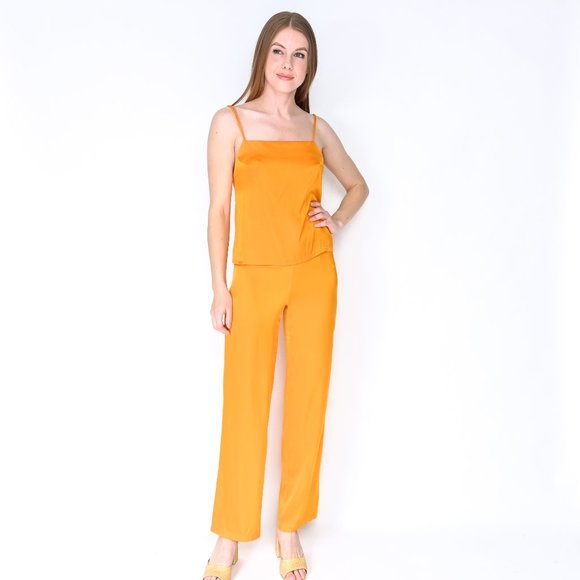 Paloma Wool Pants - PALOMA WOOL Orange Silk Tank Top & Pants Set